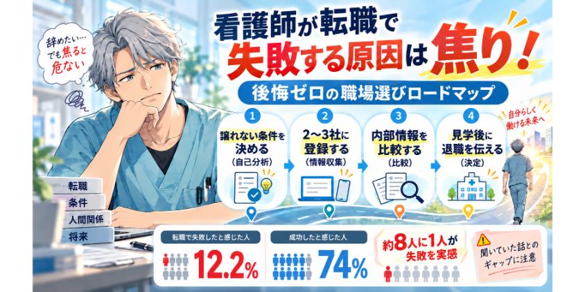 看護師が転職で失敗する原因は焦り！後悔ゼロの職場選びロードマップ